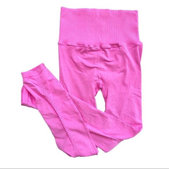 NEW!! Free People Good Karma High Rise 7/8 Leggings Pink XS/S - Picture 4 of 6